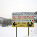 our sign at the junction for Orbregno in the snow...